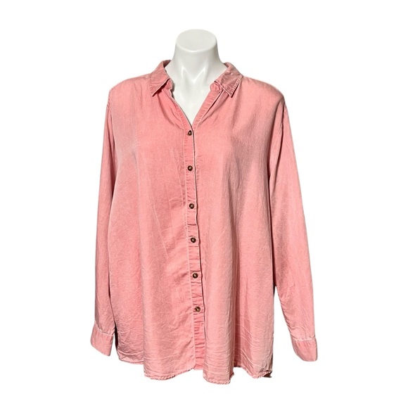 Jane & Delancey Tencell Button Down Shirt Size 2X Peach - Picture 1 of 5
